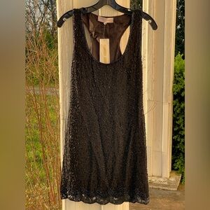 NWT Monique Leshman Y2K Deadstock Hand Beaded Black Cocktail Mini Dress